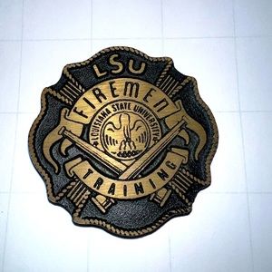 LSU Firemen Training Vintage Solid Brass Belt Buckle